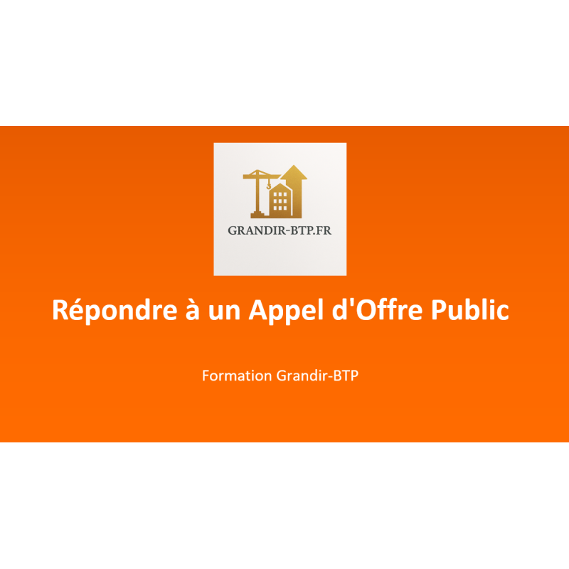 Formation de réponse aux appels d'offres publics