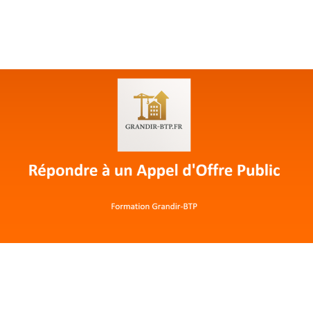 Formation de réponse aux appels d'offres publics