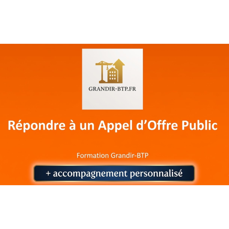 Formation de réponse aux appels d'offres publics + accompagnement en visio 1h30